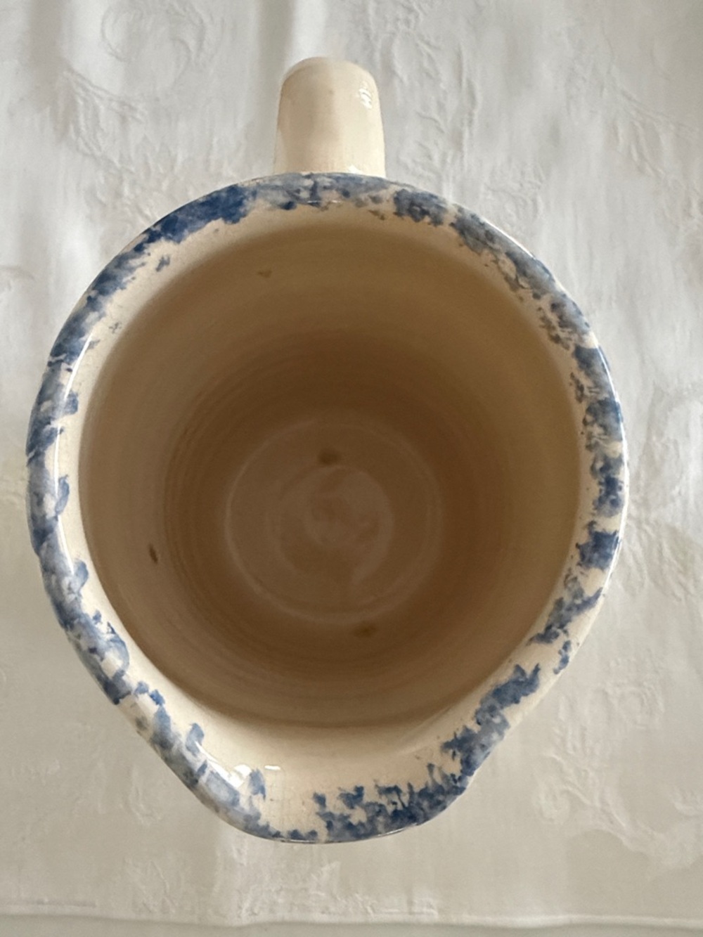 Cow Creek Pottery Pitcher, Hand-Made & Painted Bluebonnets, Vintage, 6.5” x 4.5” - Picture 6 of 10